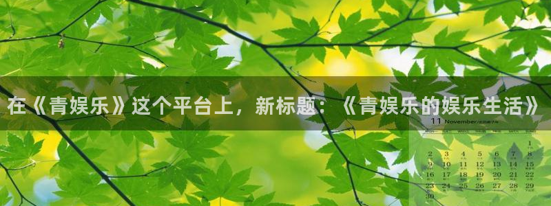 永盈welcome2代理注册：在《青娱乐》这个平台上，新标题：《青娱乐的娱乐生活》